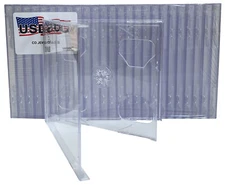 USDISC CD Jewel Cases Standard 10.4mm Smart Tray, Double 2 Disc (Clear) Lot