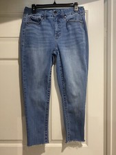 Seven7 Shelby Tummyless High Rise Skinny Jeans Women  s Size 10 Raw Hem Blue B41