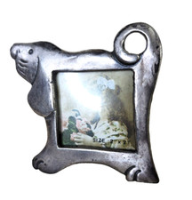 Little Dog Puppy Picture Frame Pewter Holds 2 x 2 Photo