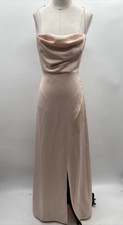 ANTHROPOLOGIE BHLDN Remy Cowl Neck Faux Wrap Pink Rose Satin Gown Size 0