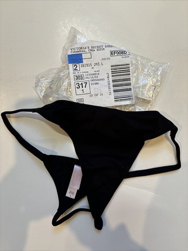 VINTAGE 2003 RARE Victoria’s Secret Low Rise V String Large Black NEW