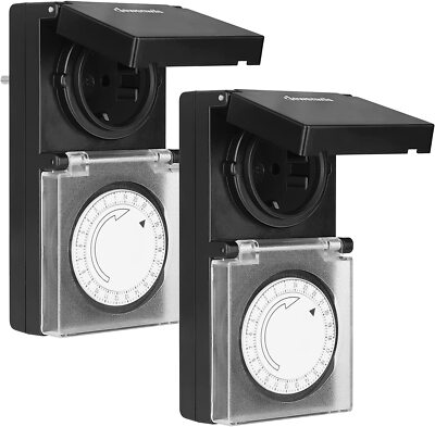 2 Stück/Pack DEWENWILS Zeitschaltuhr Aussenbereich Mechanisch Analog 16A/3680W
