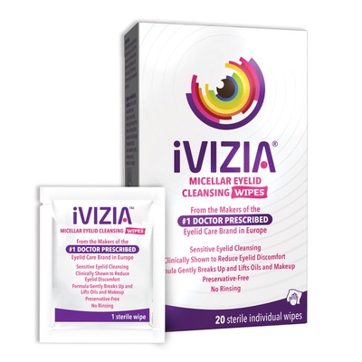 iVIZIA Eyelid Cleansing Wipes for Sensitive Eyelid Cleansing, Preservative-Free,