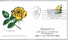 #3054 YELLOW ROSE STAMP, AFDCS AMERICOVER 8/3/97 STAMP SHOW COMVENTION COVER