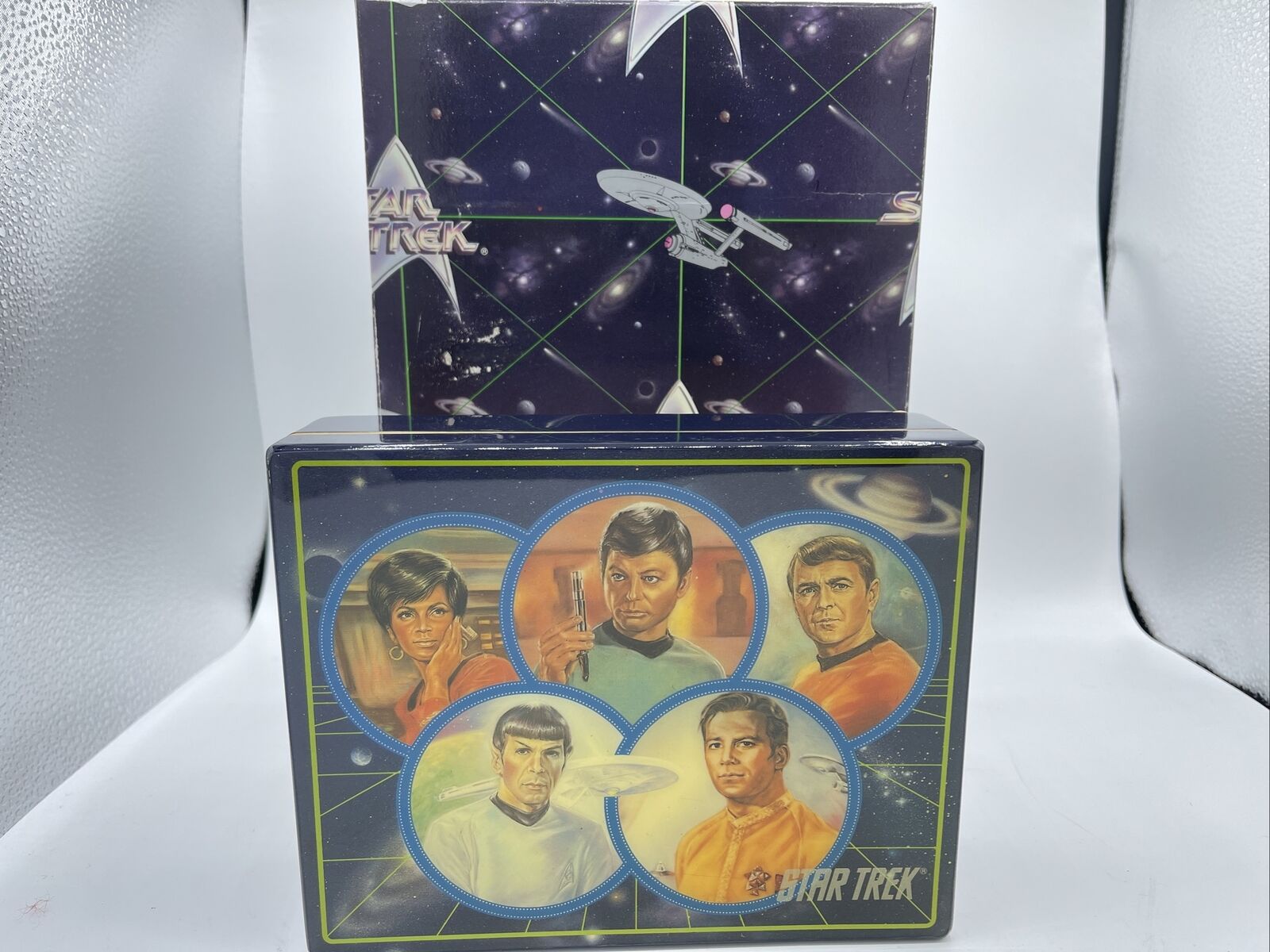 New 1991 Star Trek Crew Music Box Paramount Spock Kirk Collectible WORKS