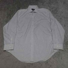 Calvin Klein Slim Fit Non Iron Shirt Mens Size 16.5 32/33 White Printed All Over