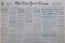 2-1934 February 19 KING ALBERT DEATH STUNS BELGIUM, STATE FUNERAL THURSDAY 81st