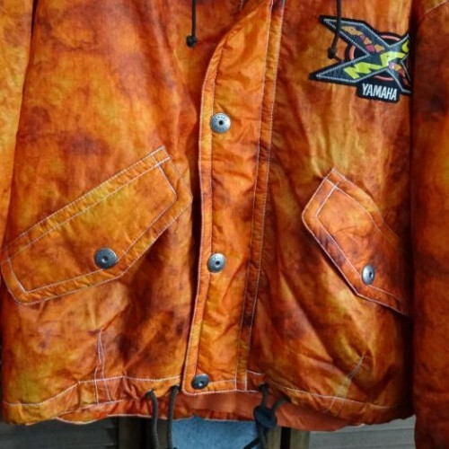 YAMAHA Water-repellent Material Padded Ski Jacket in Orange Mix