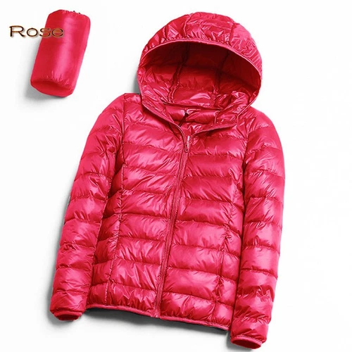 Womens Packable Ultralight Duck Down Jacket Puffer Parka Hooded Coats PLUS SIZE - Picture 7 of 26