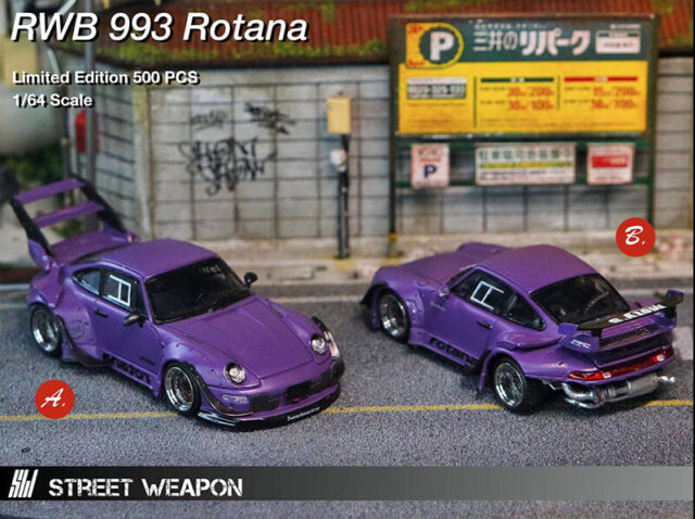 Street Weapon 1:64 Model Car Porsche RWB 993 Rotana Alloy Die-cast Matt Purple