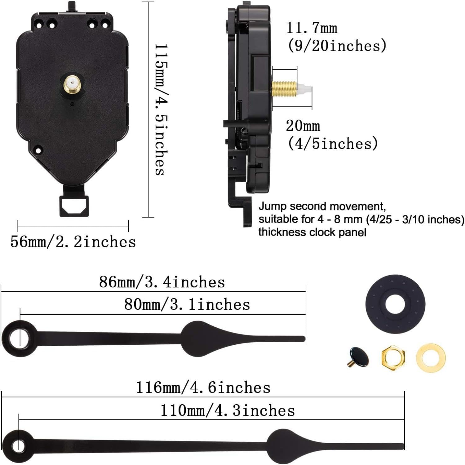 Pendulum Clock Movement Replacement - Long Shaft Quartz Mechanism | eBay