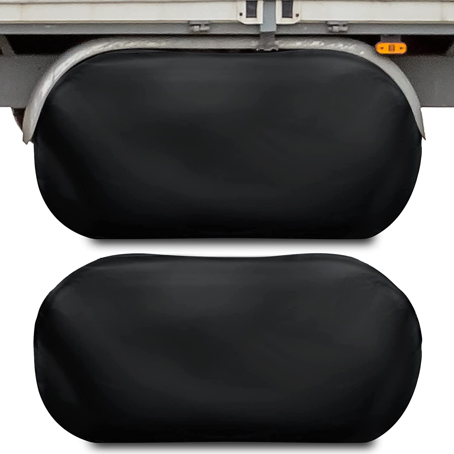 2 Pcs Dual Axle Wheel Cover Double RV Tire Covers Nylon Trailer Tire