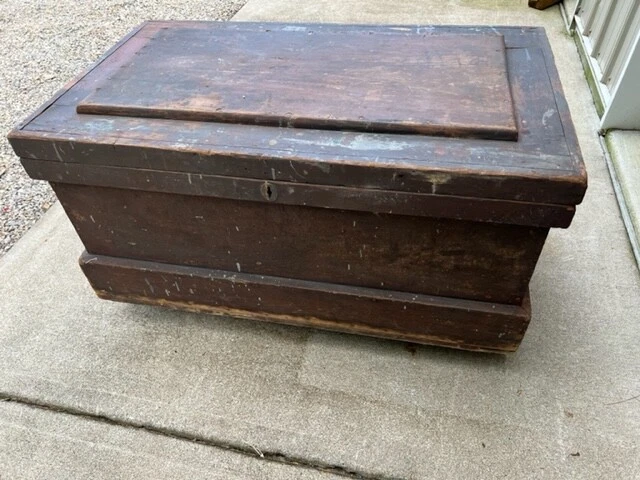 ANTIQUE WOOD CARPENTER&#039;S TOOL CHEST WITH FOUR REMOVABLE TRAYS 39&#034;  LONG 23&#034; WIDE | eBay