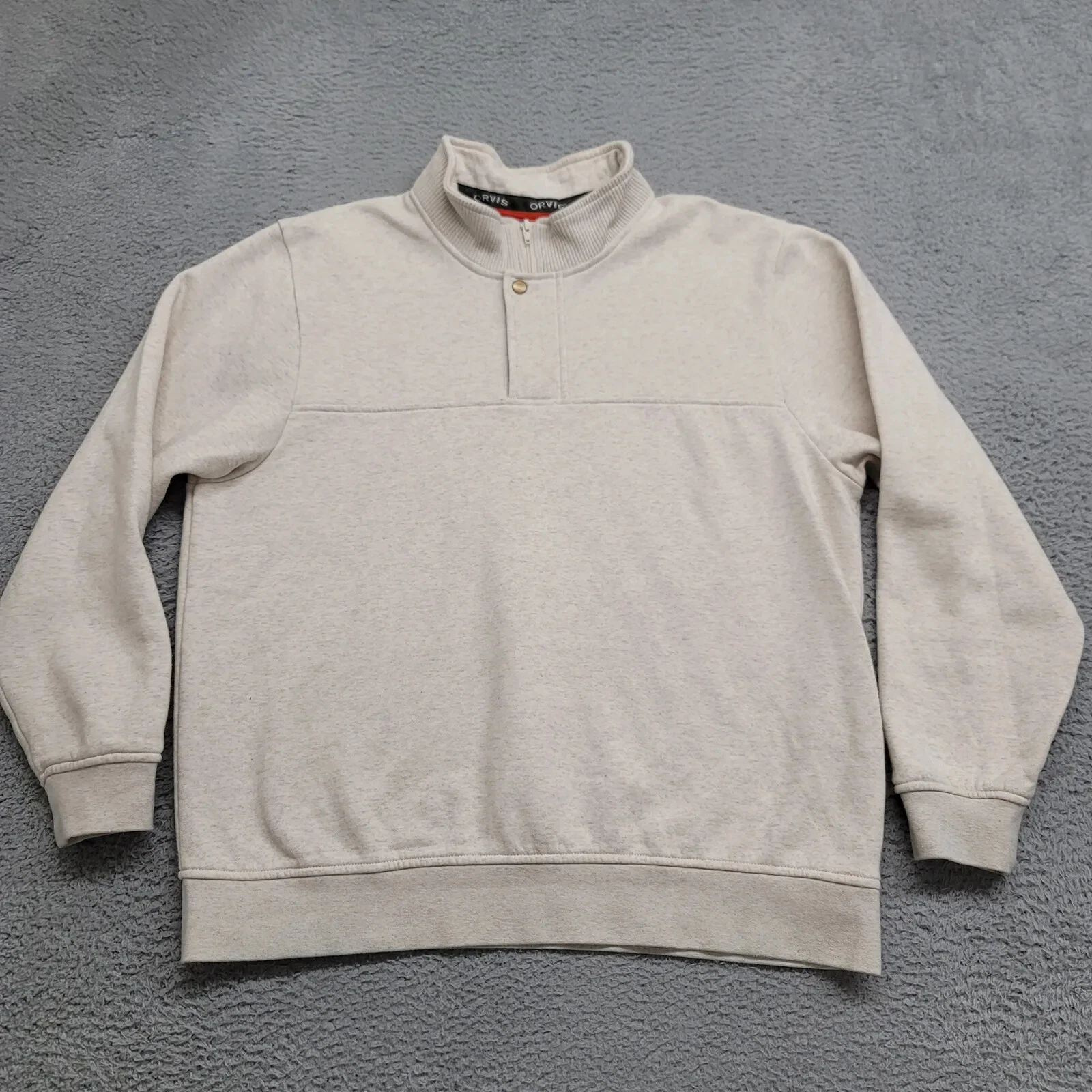 Orvis Jacket Mens XL Tan 1/4 Zip Outdoors Casual Camp Banded Waist Stretch