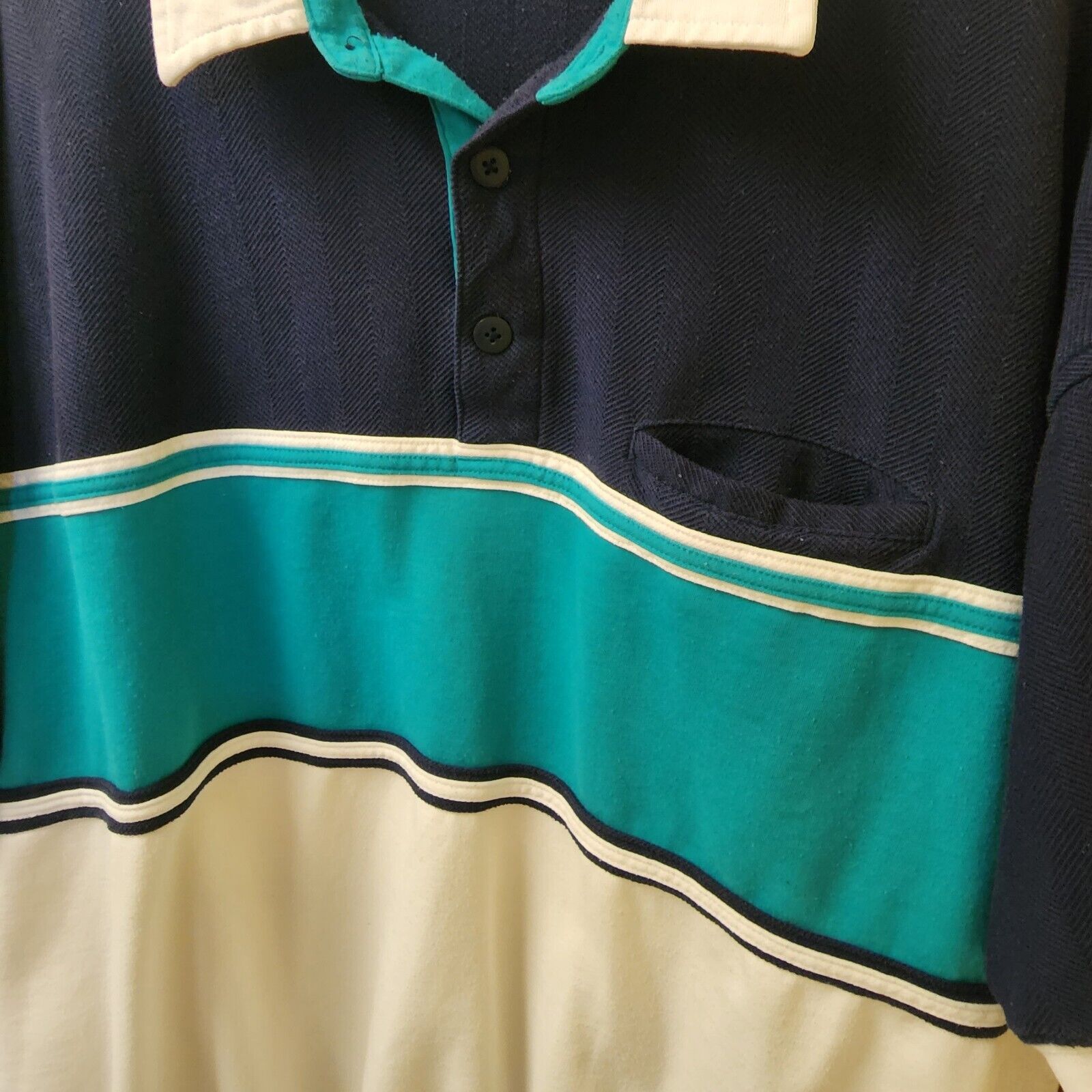 Envoy Vintage 80s 90s Colorblock Polo ShirtSize x… - image 3