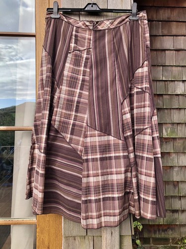 New Per Una Brown Check Stripe Skirt Size 18 Short - Picture 2 of 7
