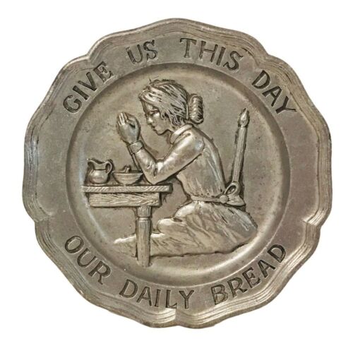 Vintage 1972 Sexton Pewter GIVE US THIS DAY OUR DAILY BREAD Decorative Plate - Picture 1 of 6