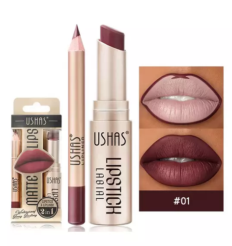Ushas Matte Lips Lipstick & Lip Liner Set Waterproof Long Lasting Colour - Picture 2 of 13