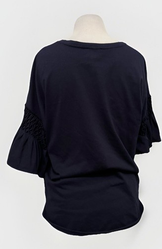 Witchery Blue Navy Flared Sleeve Intricate Detail Blouse-Workwear-Casual-Comfy-M - Picture 3 of 13