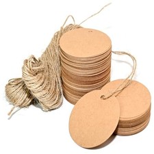 200pcs Kraft Gift Tags - Round Paper Tags for Gifts with Jute Twine, Brown