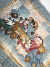 Vintage Baby Quilt Teddy Bear Patchwork Crib Blanket Nursery Cottagecore Kids
