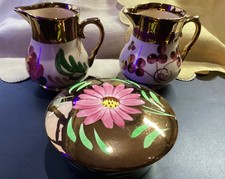 Wade Vintage Harvest Copper Lustre Ware Jugs & Small Lidded Dish