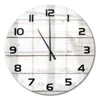 Runde Glas-Wanduhr Runde Glasuhr Wanduhr Holzwand Schwarze Zeiger Fi60 Cm