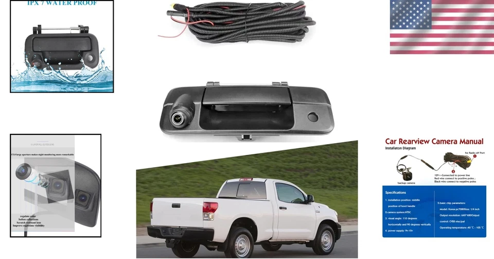 Wide Angle Lens Tailgate Backup Camera with Parking Lines for Tundra 2007-2014 - Image 2 of 4