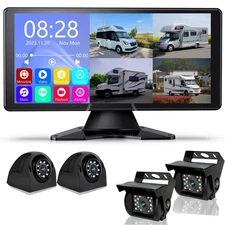 10.36" Touch Screen DVR Monitor Bluetooth MP5 1080P Side Backup Camera For Truck