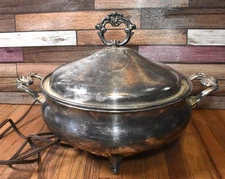 Vintage Eton Silver Silverplate Model 124M Covered Electric Chafing Dish
