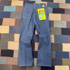 VTG 70's Maverick Western Flared Leg Dead Stock Dark Wash Denim Jeans Size 30x28