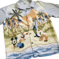 Vintage Disney World 90s Button Front Shirt Mens XL Mickey Hawaiian Aloha
