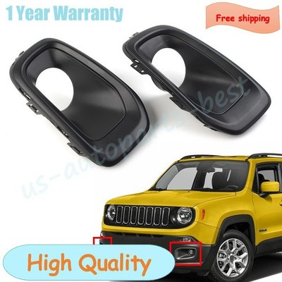 1Pair FrontL&R Bumper Fog Light Cover Fits For 2015-2018 Jeep Renegade