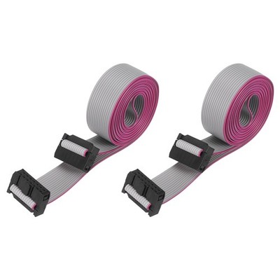 2 Pcs IDC Connector Flat Ribbon Cable 14 Pins FC 2.54mm Pitch 1.5m Length