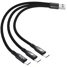 GELRHONR USB C Splitter Cable,USB A Male to 3 Type-C Charge 1 Pack 0.2M