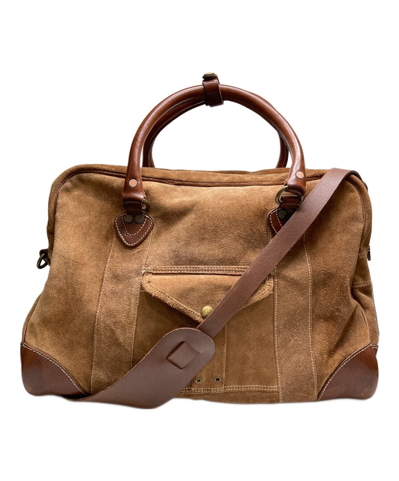 RRL Roughout Suede Duffel Leather Boston Bag