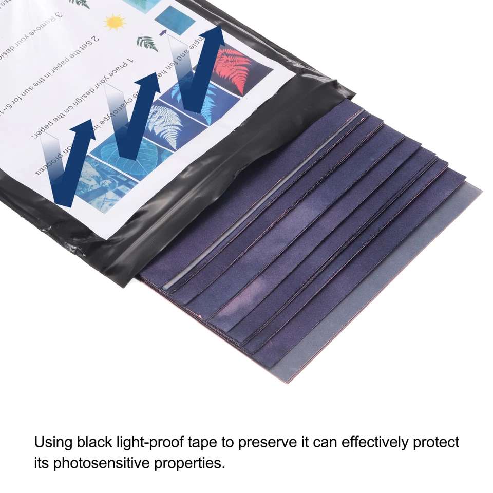 Papel Cianotipo, 12 Hojas Papel Impresión Sol Rosa Artesanía con Tablero, 5.8x8.3" Foto 3 de 4