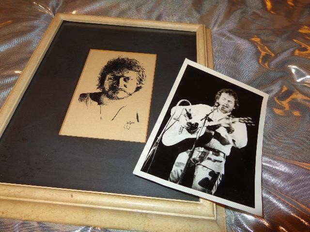 Gordon Lightfoot *Original Drawing By Nashville Artist Jackie Geis+Gordon Photo!