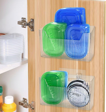 2 Pack Adhesive Cabinet Door Organizer Storage Caddy, Clear Lid Organizer Inside