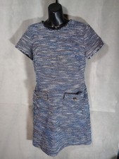 Loft Womans 6 Petite Tweed Flippy Dress Blue Lined Slip Sleeveless Casual Party
