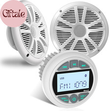 Marine Stereo with 6.5-Inch Speakers Package: Waterproof Bluetooth Boat Gauge Ra