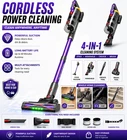 Cordless Vacuum Cleaner 4in1 Stick Handheld 40Min Runtime HEPA Purple