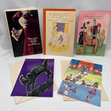 Lot ~ Vintage 1980's Halloween Greeting Cards (5) Made in USA Unused *READ*