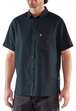 NEW Fjallraven Ovik Travel Dark Navy SS Collared Button Up Shirt Men's S