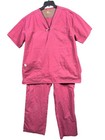 Carhartt Scrub Set Womens Large Pink Wine Ripstop Top Pants Workwear Medical