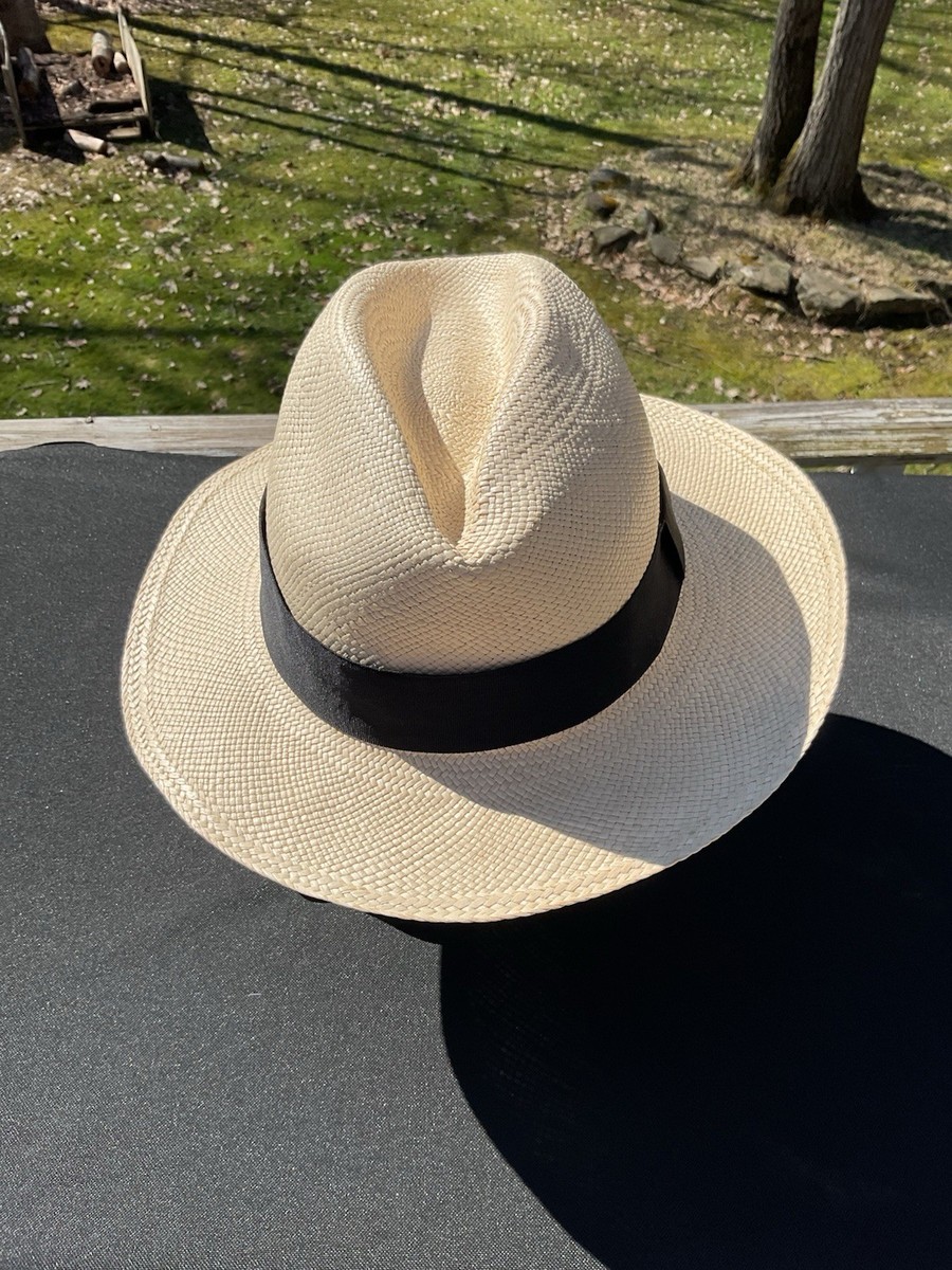 Authentic Panama made in France natural straw fedora hat 59 Panama Straw C-Crown Fedora Hat – Village Hat Shop main image 3