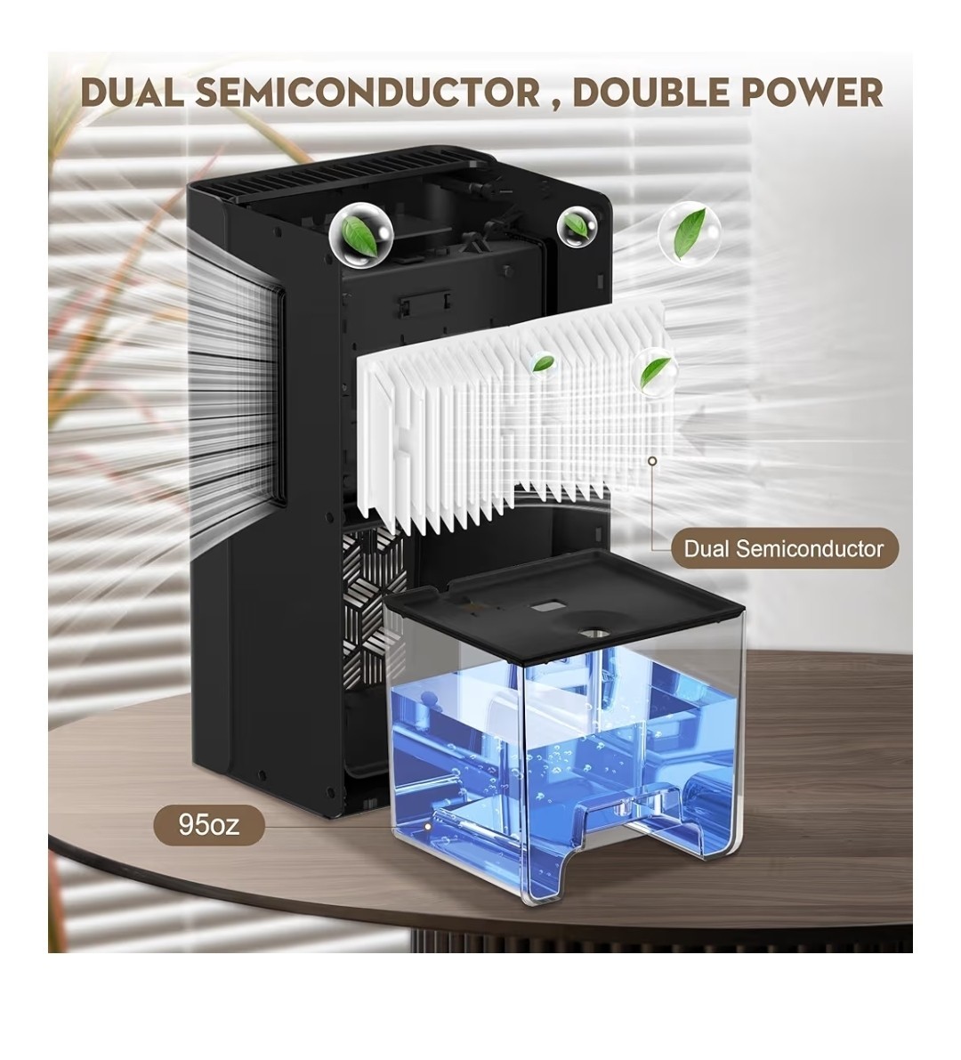 Tolife Dehumidifiers for Home 95 OZ Water Tank, 1000 sq.ft Dehumidifier for Base