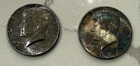 (2 coin lot) Toned 1964 Kennedy Half Dollars Uncirculated Condition 90% Silver