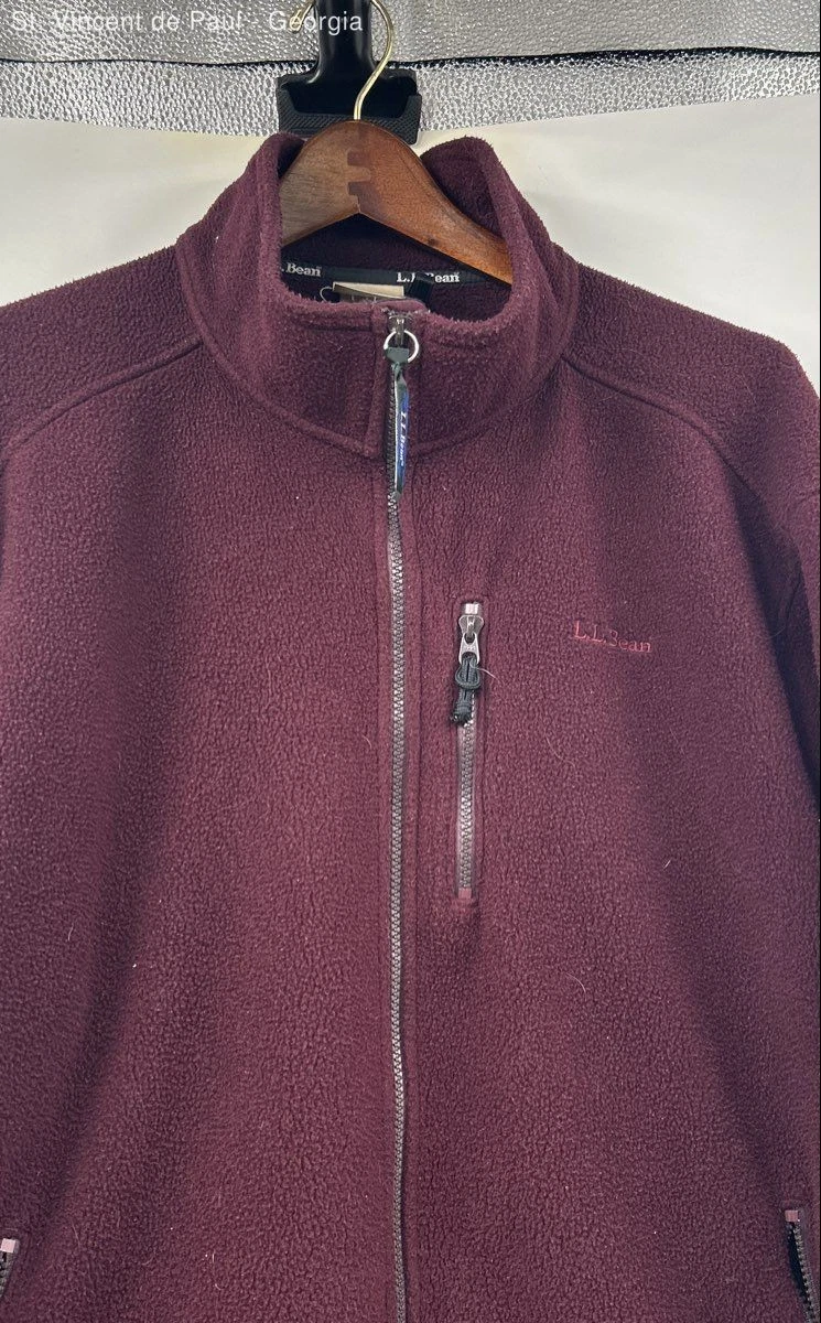L.L. Bean Fleece Full Zip Sweater Men's XL Burgundy Outdoors