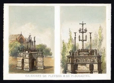 Antique Print-CALVARY-SHRINE-PLEYBEN-PLOUGASTEL DAOULAS-BRITTANY-Sinnett-1850